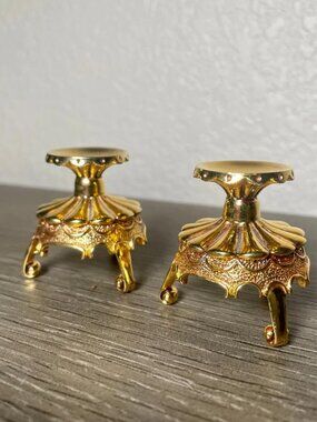 House of Faberge 2x2 Pair of Gold Decorative Stands Set of 2